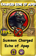 Wizard101 Myth spell card: Charged Echo of Apep, Spell ID 9503