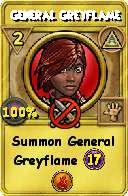 Wizard101 Myth spell card: General Greyflame, Spell ID 9510