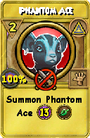 Wizard101 Myth spell card: Phantom Ace, Spell ID 9511