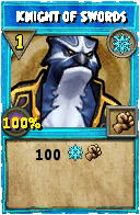 Wizard101 Ice spell card: Knight of Swords, Spell ID 9519