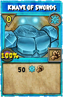 Wizard101 Ice spell card: Knave of Swords, Spell ID 9521