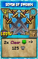 Wizard101 Ice spell card: Seven of Swords, Spell ID 9523