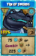 Wizard101 Ice spell card: Ten of Swords, Spell ID 9524
