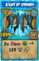 Wizard101 Ice spell card: Eight of Swords, Spell ID 9525