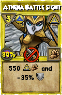 Wizard101 Myth spell card: Athena Battle Sight, Spell ID 9531