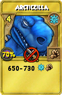 Wizard101 Ice spell card: Arcticzilla, Spell ID 9536