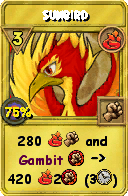 Wizard101 Fire spell card: Sunbird, Spell ID 9541