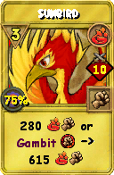 Wizard101 Fire spell card: Sunbird, Spell ID 9542