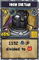 Wizard101 Shadow spell card: Iron Sultan, Spell ID 9549