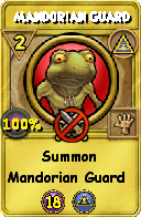 Wizard101 Myth spell card: Mandorian Guard, Spell ID 9563
