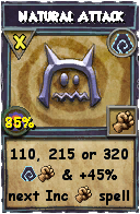 Wizard101 Shadow spell card: Natural Attack, Spell ID 9568