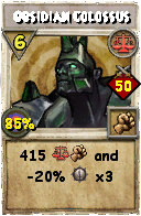 Wizard101 Balance spell card: Obsidian Colossus, Spell ID 9571
