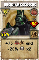 Wizard101 Balance spell card: Obsidian Colossus, Spell ID 9574