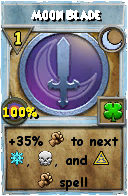Wizard101 Moon spell card: Moon Blade, Spell ID 9584