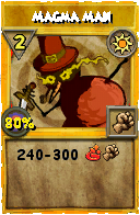 Wizard101 Sun spell card: Magma Man, Spell ID 9589