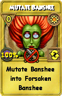 Wizard101 Sun spell card: Mutate Banshee, Spell ID 9595