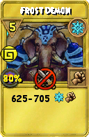 Wizard101 Ice spell card: Frost Demon, Spell ID 9604