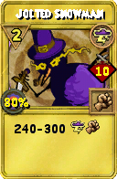 Wizard101 Storm spell card: Jolted Snowman, Spell ID 9609