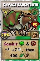 Wizard101 Life spell card: Savage Sabertooth, Spell ID 9616