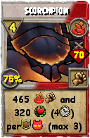 Wizard101 Fire spell card: Scorchpion, Spell ID 9675