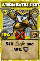 Wizard101 Myth spell card: Athena Battle Sight, Spell ID 9680