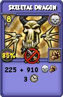 Wizard101 Death spell card: Skeletal Dragon, Spell ID 9705