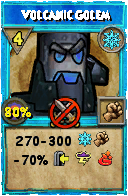 Wizard101 Ice spell card: Volcanic Golem, Spell ID 9711