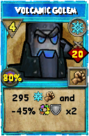 Wizard101 Ice spell card: Volcanic Golem, Spell ID 9712