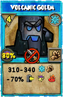 Wizard101 Ice spell card: Volcanic Golem, Spell ID 9713