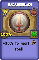 Wizard101 Balance spell card: Balanceblade, Spell ID 9728