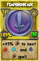 Wizard101 Myth spell card: Temperedblade, Spell ID 9762