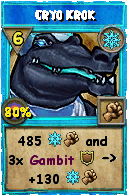 Wizard101 Ice spell card: Cryo Krok, Spell ID 9781