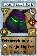 Wizard101 Moon spell card: Polymorph Ninja, Spell ID 9786
