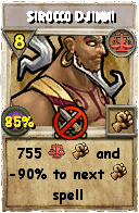Wizard101 Balance spell card: Sirocco Djinni, Spell ID 9788