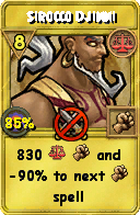 Wizard101 Balance spell card: Sirocco Djinni, Spell ID 9796