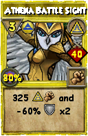 Wizard101 Myth spell card: Athena Battle Sight, Spell ID 9805