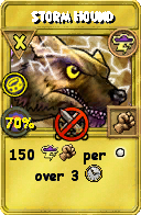 Wizard101 Storm spell card: Storm Hound, Spell ID 9811