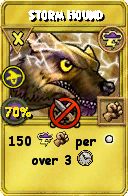 Wizard101 Storm spell card: Storm Hound, Spell ID 9814
