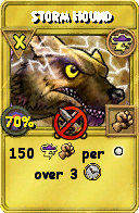 Wizard101 Storm spell card: Storm Hound, Spell ID 9824