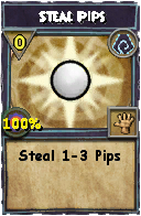 Wizard101 Shadow spell card: Steal Pips, Spell ID 9840