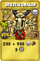 Wizard101 Death spell card: Skeletal Dragon, Spell ID 9844