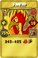 Wizard101 Fire spell card: Sunbird, Spell ID 9869