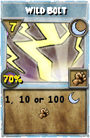 Wizard101 Moon spell card: Wild Bolt, Spell ID 9875