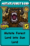 Wizard101 Sun spell card: Mutate Forest Lord, Spell ID 9880