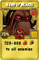Wizard101 Fire spell card: Lord of Blazes, Spell ID 9882
