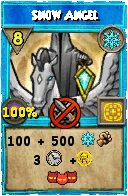 Wizard101 Ice spell card: Snow Angel, Spell ID 9885