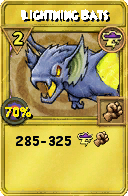 Wizard101 Storm spell card: Lightning Bats, Spell ID 9890