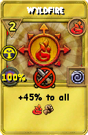 Wizard101 Fire spell card: Wyldfire, Spell ID 9899