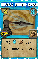 Wizard101 Ice spell card: Brutal Striped Spear, Spell ID 9901