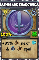 Wizard101 Shadow spell card: Deathblade Shadowblade, Spell ID 9915